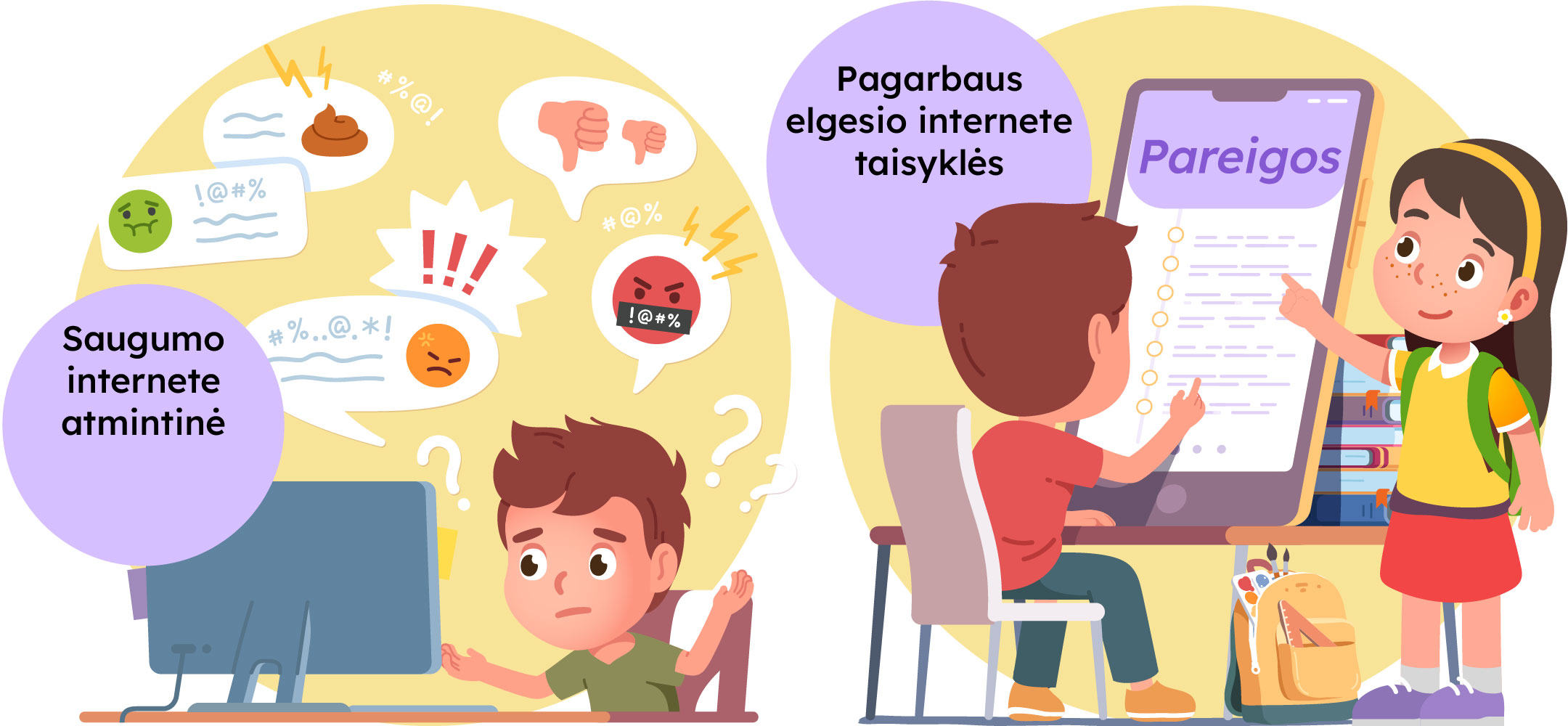 Saugumo internete atmintinė ir pagarbaus elgesio internete taisyklės.