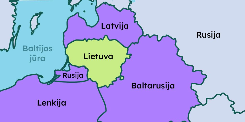 Lietuva turi 4 kaimynines valstybes.