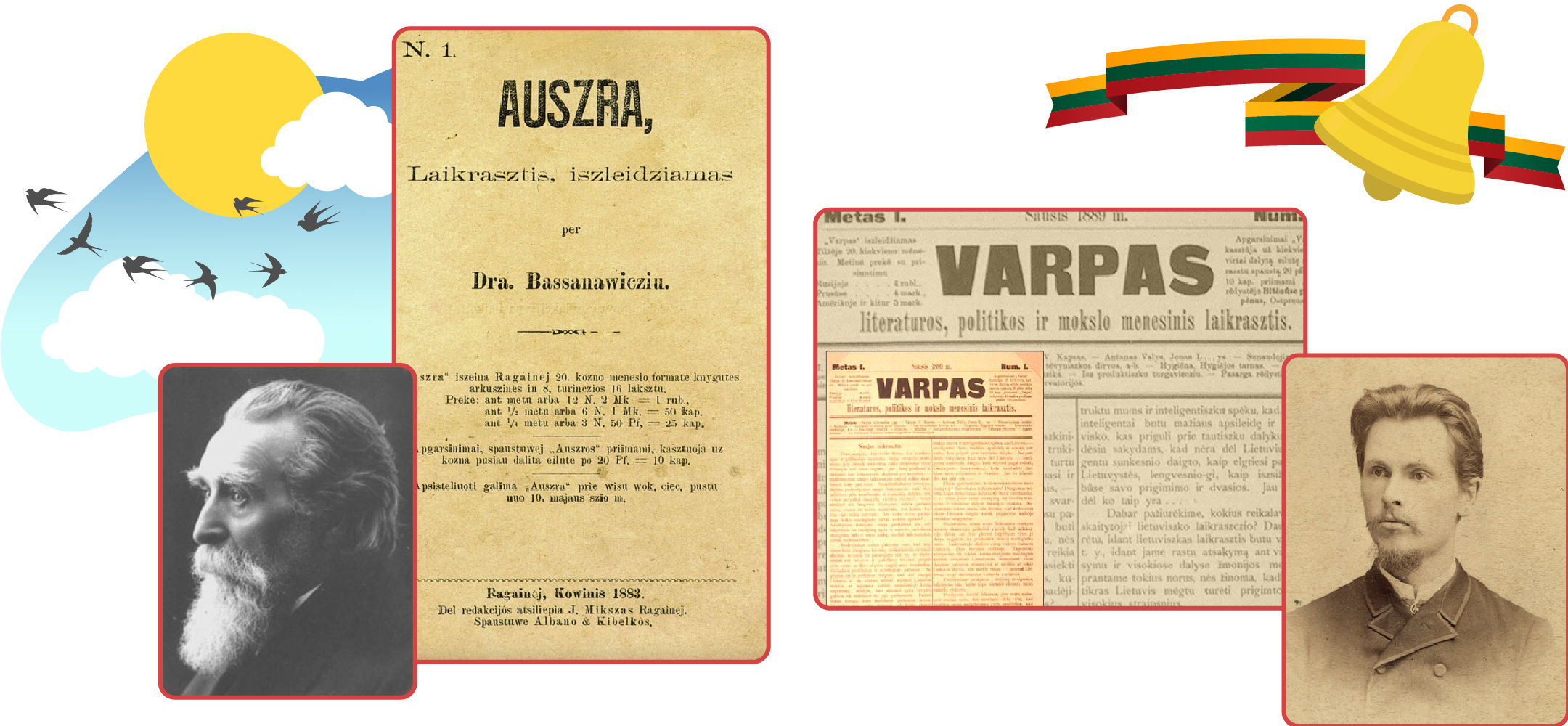 Jonas Basanavičius ir "Aušra" laikraštis. Vincas Kudirka ir "Varpas" laikraštis.